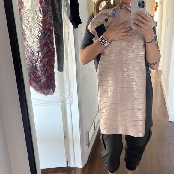 NWT Authentic HERVE LEGER  Rose Gold Tejana Dress - Size S - Picture 12 of 12